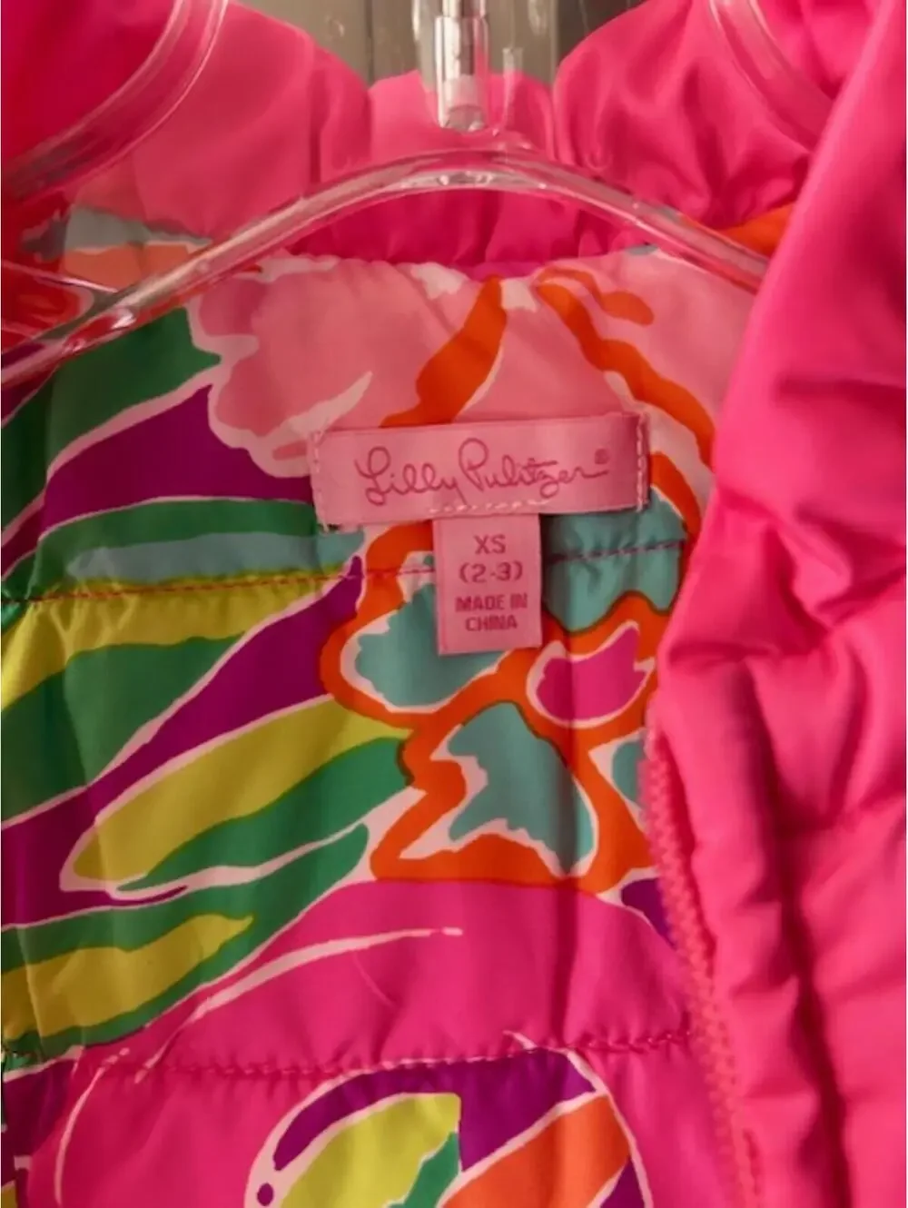Lilly Pulitzer Pink Puffer Vest Bow Detail Girls XS (2/3)